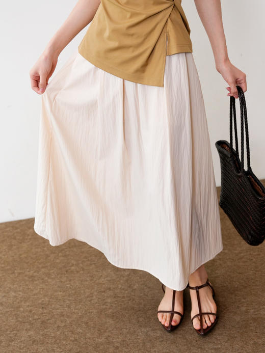 元气多巴胺透气抗皱微皱肌理松紧腰休闲山本半裙 商品图12