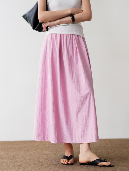 元气多巴胺透气抗皱微皱肌理松紧腰休闲山本半裙 商品图0