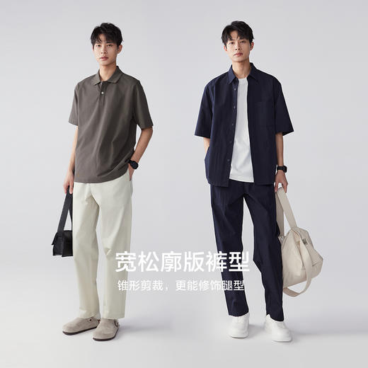 棉仓352818006-宽松肌理棉锦全牛筋松紧腰休闲裤 商品图2