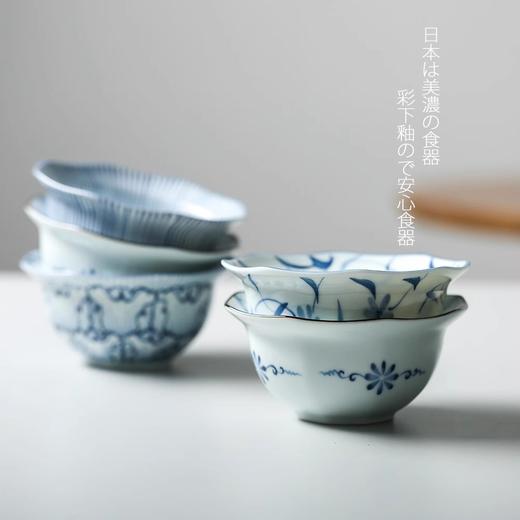 日本美浓烧进口八角醋碟酱料碟小钵碗日式手绘异型甜品碗零食点心碗深碟八角酱料小钵12*5.5cm青瓷味碟9*4cm 商品图4