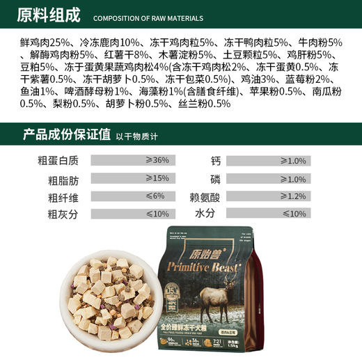 【全新升级】原始兽臻鲜多拼冻干生骨肉主粮猫粮1.35kg/犬粮1.5kg 95%动物源蛋白 线下款 商品图4