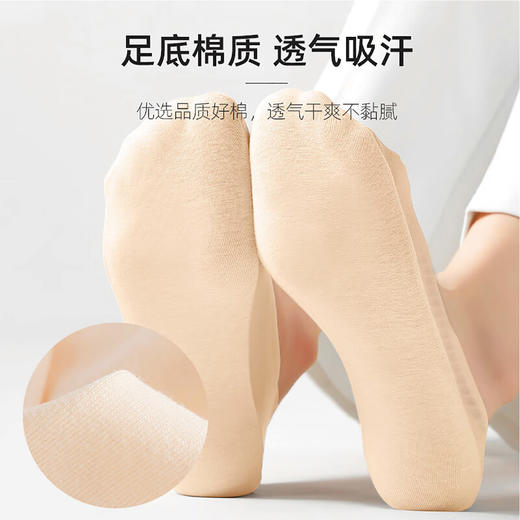 ATF2401 春夏浅口冰丝船袜整圈硅胶防掉脚底棉吸汗舒适女短袜中口女船袜 商品图2