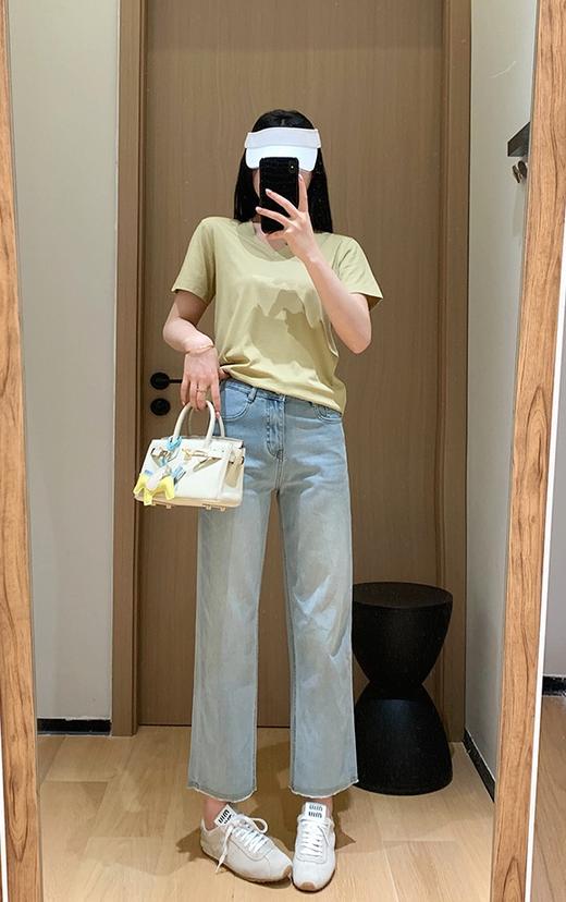 土耳其四面弹面膜法棍裤清风蓝薄软九分毛边直筒牛仔裤 商品图6