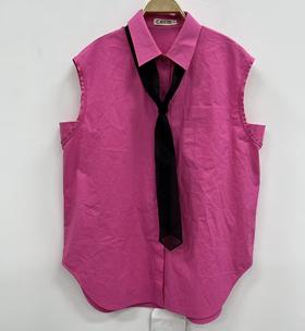 MZ无袖配领带衬衫（红）夏季152010450321