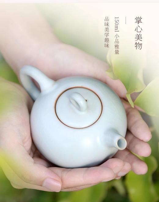 陆宝陶瓷汝窑单壶家用茶壶宋汝窑瓷器天青色汝窑功夫茶具陆宝汝窑圆珠壶天青色 商品图4