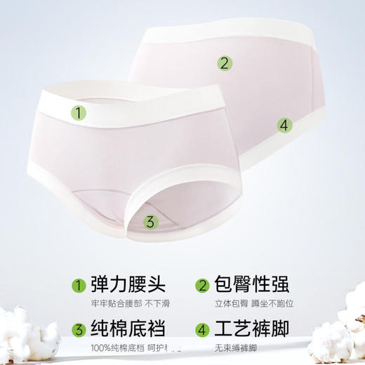 风轻日柔 4条装(VIP)  100%纯棉底裆夏季透气薄款舒适高弹不夹裆女士内裤 商品图1