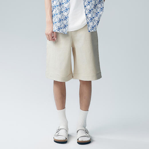 棉仓353818010-宽松版棉弹白牛休闲短裤 商品图0