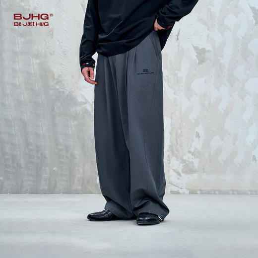BJHG不计后果复古裤子男款夏季直筒宽松美式简约设计感休闲西装裤 商品图1