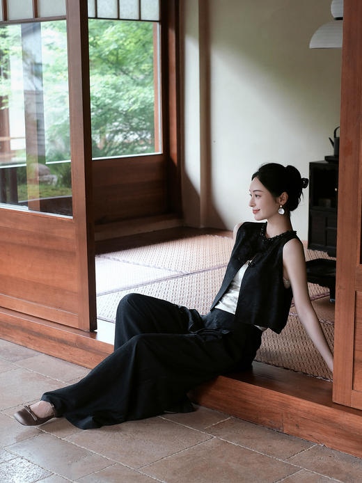 盛唐牡丹|真丝香云纱一粒扣马甲 商品图7