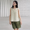 绽放315朵/【多巴胺系列·青柠】亚麻茶花盘带绣V领无袖背心吊带 商品缩略图0