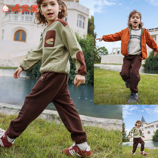 棉果果秋季新品男童砂岩褐色防风裤M312200425474 商品图0