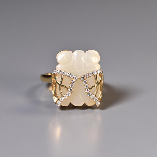 清代和田白玉蝉“梦仙”戒指 商品图1