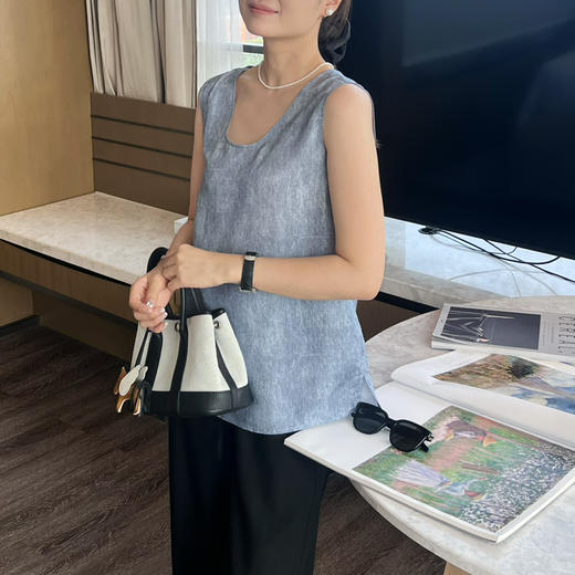 2506512    之禾 真丝背心 电力纺蓝色 商品图0