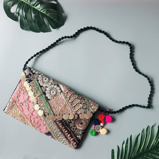 风情满满～信封包女包印度尼泊尔手工老绣片刺绣花民族风手包小包斜挎 商品图3