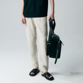 棉仓343818021-微宽松雨露麻开口松紧腰直筒休闲裤