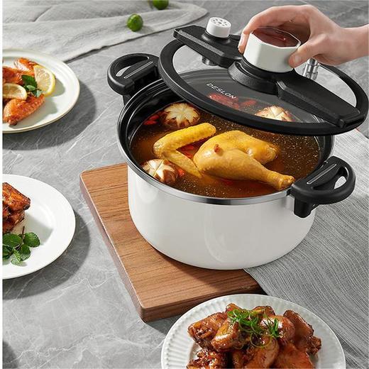 双耳珐琅微压锅 | 6L大容量 健康搪瓷内胆 钛+珐琅双核科技 加厚多层复合底 燃磁通用不挑灶 智能微压系统 快炖锁鲜高效率 商品图2