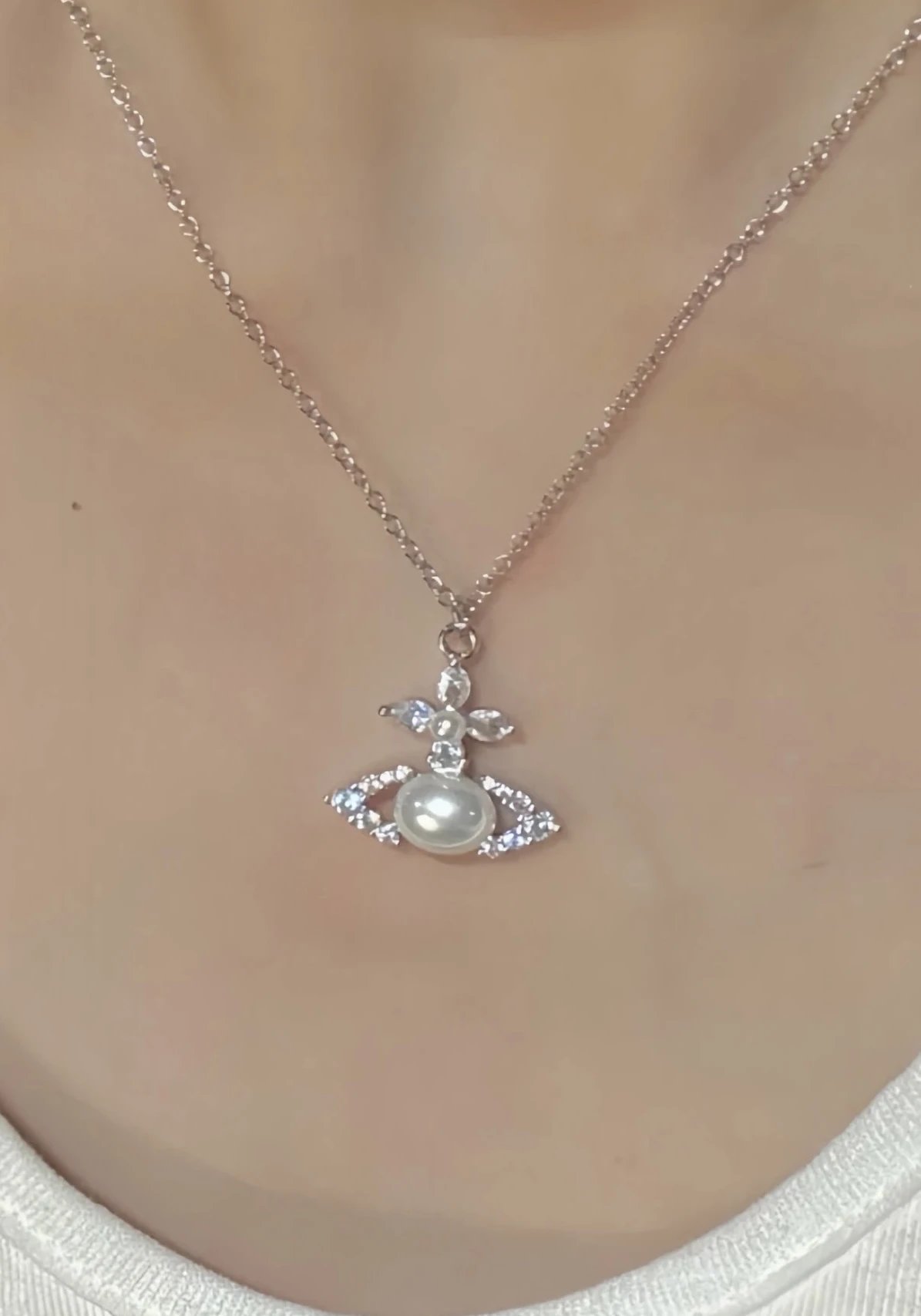 西太后土星Ada十字水钻珍珠镶嵌最新款项链