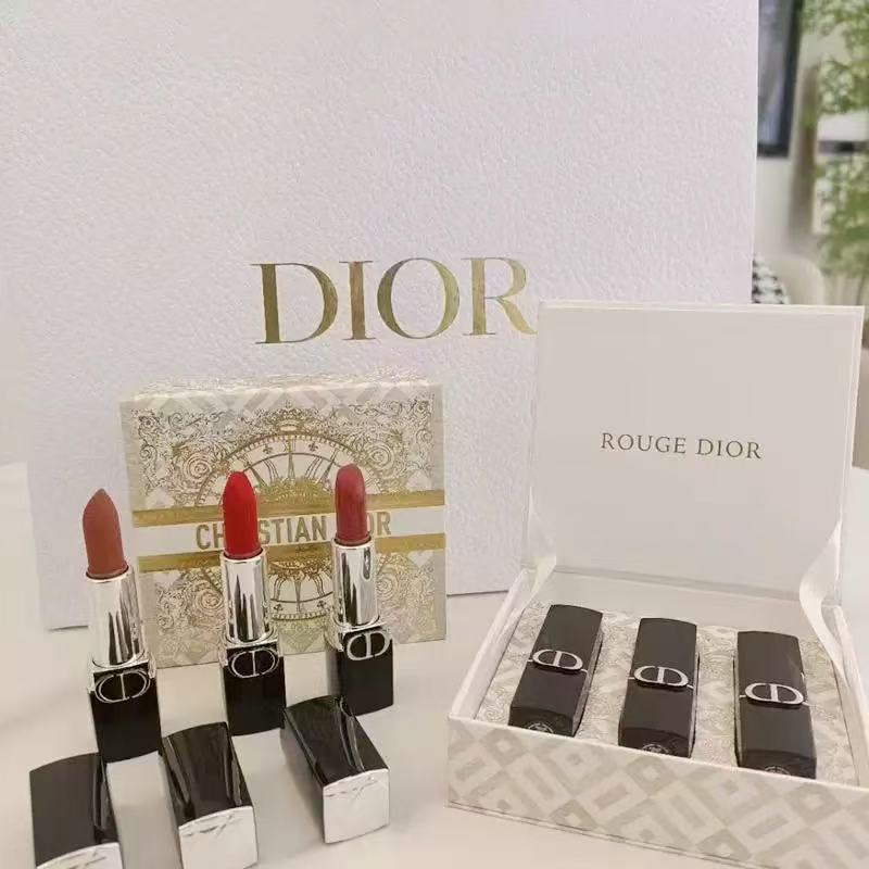 法国迪奥口红三件套礼盒（1.5g*3）3支迷你口红（缎光720丝绒999200）