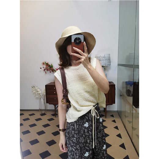 法式慵懒风 拉菲帽盆帽 肌理细密 挺括有型 57cm可调节 折叠便携 轻盈防晒 商品图3