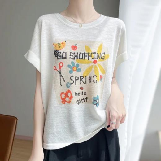 🤩【Avann 夏日清凉超软亚麻混纺刺绣短袖款】💥上身优雅知性，百搭必备款多色可选，耐看不过时 面料采用粘纤+聚酯+亚麻😎，触感柔软，舒适亲肤 商品图3