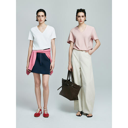 棉仓363601055-初棉V领正肩-60S液氨T恤 商品图4