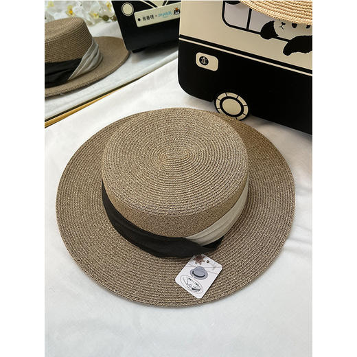 法式chic 草编平顶帽 细腻纹理 帽型挺括 造型时髦吸睛 可调节围度 商品图7