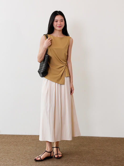 元气多巴胺透气抗皱微皱肌理松紧腰休闲山本半裙 商品图6