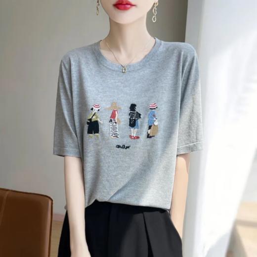 🤩【Avann 夏日清凉超软亚麻混纺刺绣短袖款】💥上身优雅知性，百搭必备款多色可选，耐看不过时 面料采用粘纤+聚酯+亚麻😎，触感柔软，舒适亲肤 商品图0