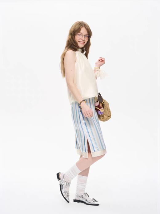 local tag/It25ssk42/蔚蓝海岸闪片条纹半裙 商品图3