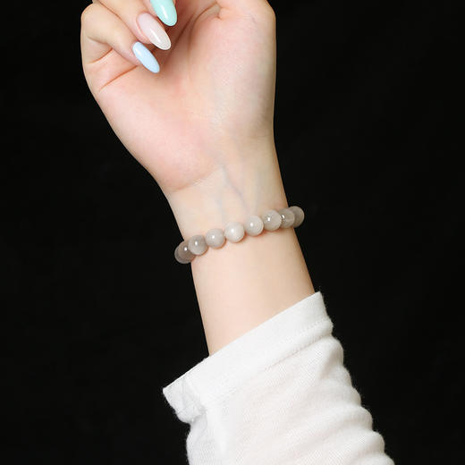 灵机生活馆「玉骨冰兰」猫眼白兔毛素圈手链高级水晶同款小众清新 商品图2