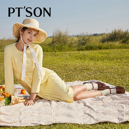 百田森PYQ23057牛漆皮浅口女单鞋真皮复古玛丽珍鞋甜美一字扣带 商品图3