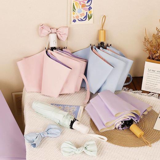 小清新治愈系彩胶自动折叠太阳伞 高颜值防晒晴雨伞 商品图2