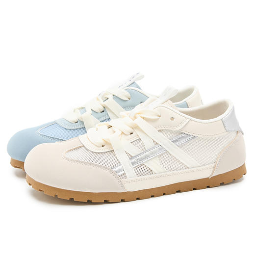 西遇夏季薄款德训鞋女新款百搭小白鞋平底蓝色透气网面运动鞋K1256842 商品图4