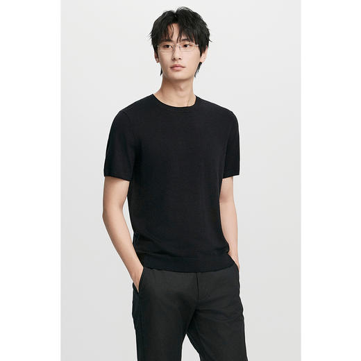 棉仓363801043-48支双 丝光羊毛 圆领短袖T 商品图1