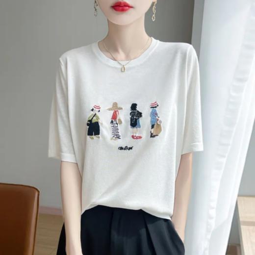 🤩【Avann 夏日清凉超软亚麻混纺刺绣短袖款】💥上身优雅知性，百搭必备款多色可选，耐看不过时 面料采用粘纤+聚酯+亚麻😎，触感柔软，舒适亲肤 商品图2