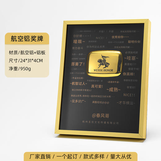 短视频平台活动颁奖纪念弹幕哔哩哔哩奖牌加盟代理创意金属授权牌 商品图0