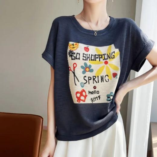 🤩【Avann 夏日清凉超软亚麻混纺刺绣短袖款】💥上身优雅知性，百搭必备款多色可选，耐看不过时 面料采用粘纤+聚酯+亚麻😎，触感柔软，舒适亲肤 商品图5