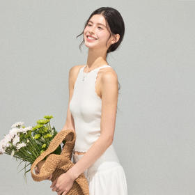 Ariseism 美式复古波浪边外穿挂脖吊带背心女夏季新款修身上衣