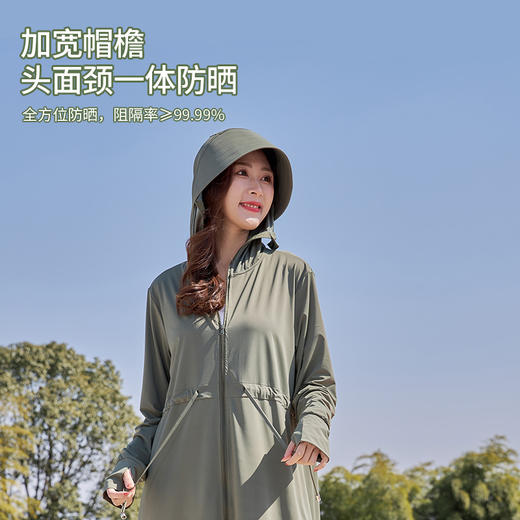 【长款凉感防晒服，全身透气~】夏季长款连帽防晒衣女 长袖遮阳宽松收腰显瘦 舒适出行休闲外套防晒-QQ 商品图1