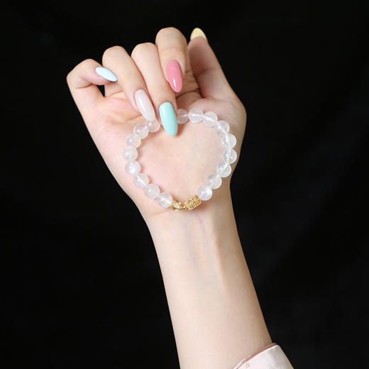 灵机生活馆白月光手链猫眼白水晶素圈月光石手串 商品图2