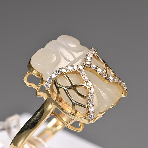 清代和田白玉蝉“梦仙”戒指 商品图5