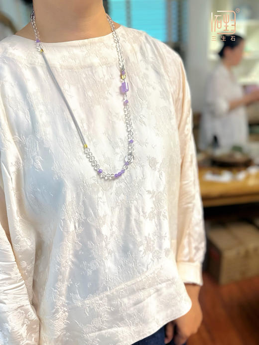 三生石 禅系列 白晶紫晶多用设计长链 商品图4