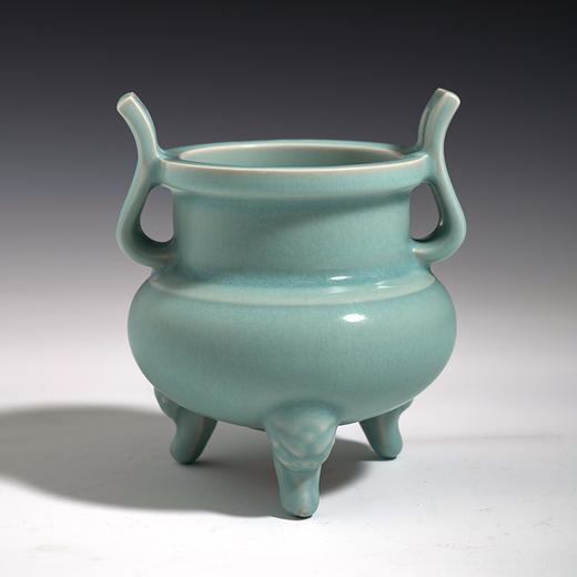 老字号 孙坑窑粉青釉兽足鼎式炉非物质文化遗产龙泉青瓷 商品图0