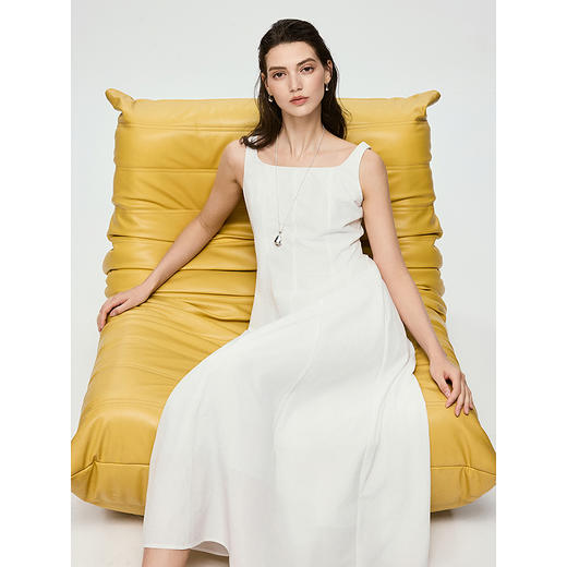 棉仓363616007-初棉气质方领吊带收腰无袖连衣裙 商品图1