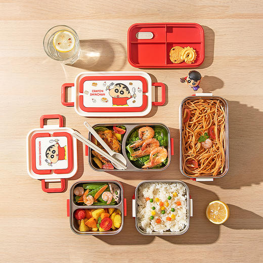 摩登主妇&蜡笔小新 保温饭盒微波炉加热便当盒不锈钢双层饭盒 商品图3