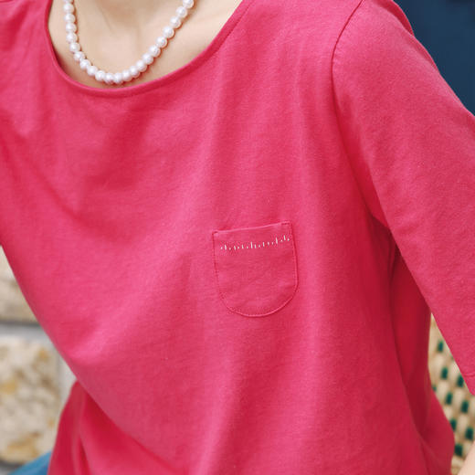 绽放401朵/【多巴胺·水果T】汉麻棉亚麻17周年印花口袋短袖T恤女 商品图3