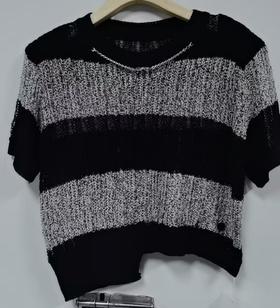 NC拼色条纹链条短袖毛织衫50330夏季092052012258