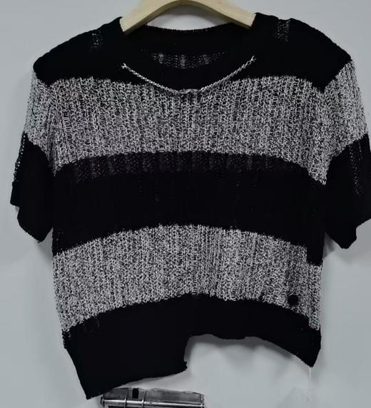 NC拼色条纹链条短袖毛织衫50330夏季092052012258 商品图0