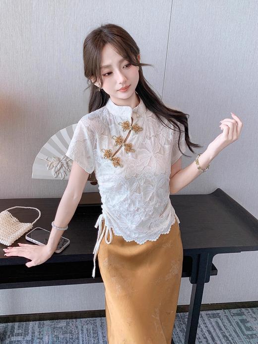张心子【花影随行】气质蕾丝新中式盘扣旗袍上衣 U2506014 商品图4