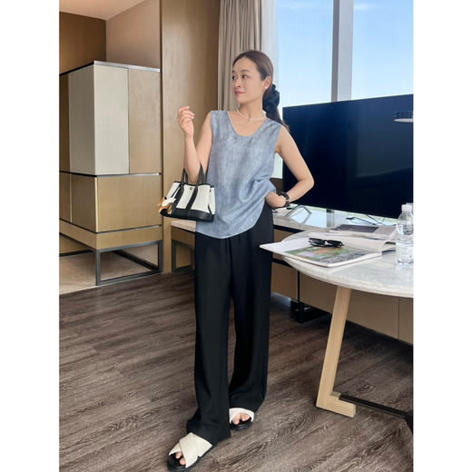 2506512    之禾 真丝背心 电力纺蓝色 商品图3